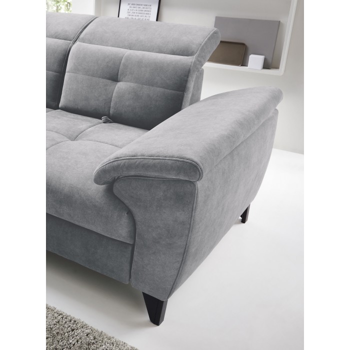 Canapé d'angle Gris 5 places angle gauche assise haute 48cm INFERNO 