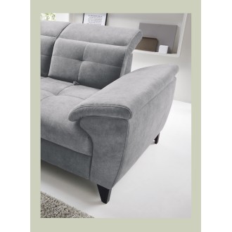 Canapé d'angle Gris 5 places angle gauche assise haute 48cm INFERNO 