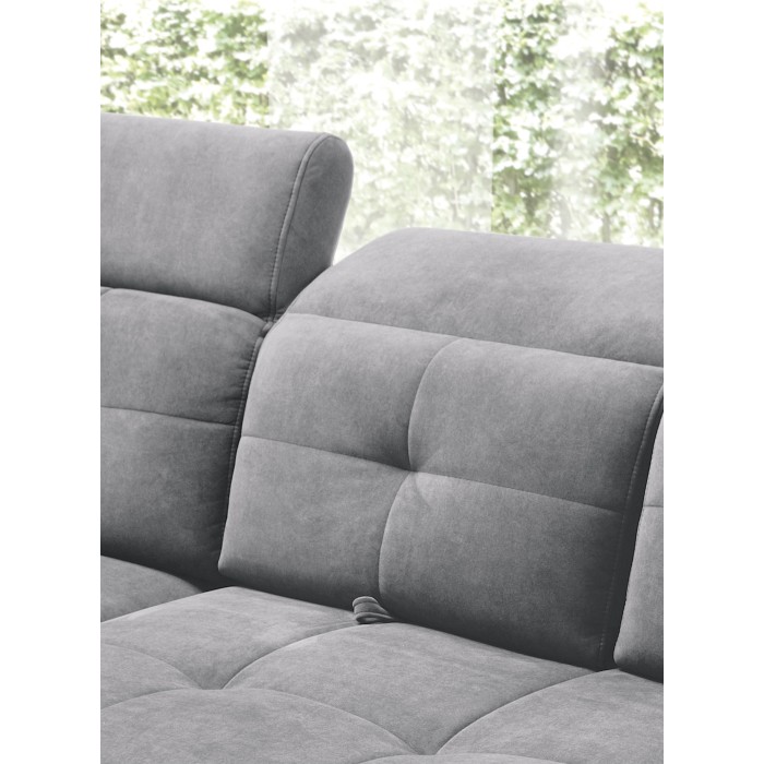 Canapé d'angle Gris 5 places angle gauche assise haute 48cm INFERNO 