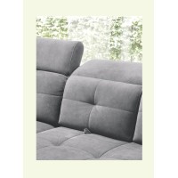 Canapé d'angle Gris 5 places angle gauche assise haute 48cm INFERNO 