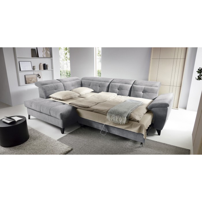 Canapé d'angle Gris 5 places angle gauche assise haute 48cm INFERNO 