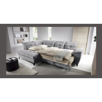Canapé d'angle Gris 5 places angle gauche assise haute 48cm INFERNO 