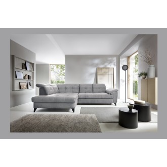 Canapé d'angle Gris 5 places angle gauche assise haute 48cm INFERNO 