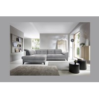 Canapé d'angle Gris 5 places angle gauche assise haute 48cm INFERNO 
