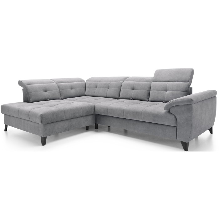 Canapé d'angle Gris 5 places angle gauche assise haute 48cm INFERNO 