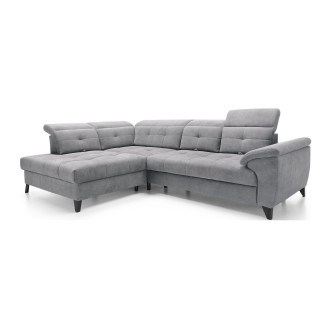Canapé d'angle Gris 5 places angle gauche assise haute 48cm INFERNO 
