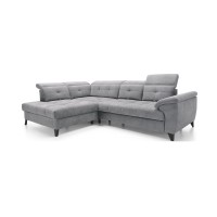 Canapé d'angle Gris 5 places angle gauche assise haute 48cm INFERNO 