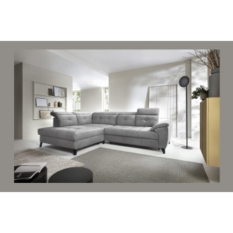 Canapé d'angle Gris 5 places angle gauche assise haute 48cm INFERNO 