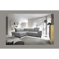 Canapé d'angle Gris 5 places angle gauche assise haute 48cm INFERNO 