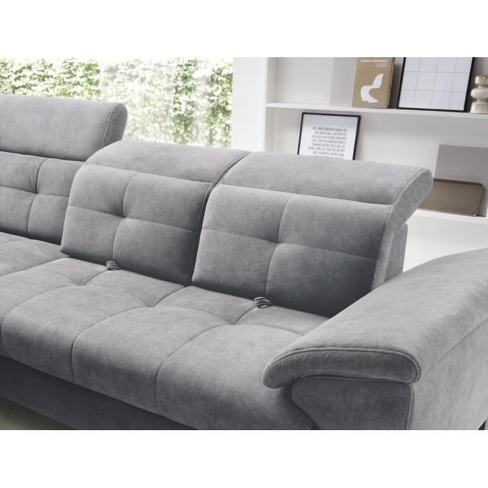 Canapé d'angle Gris 5 places angle gauche assise haute 48cm INFERNO 
