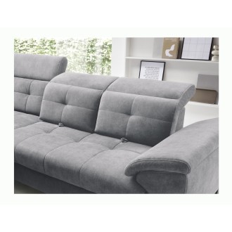 Canapé d'angle Gris 5 places angle gauche assise haute 48cm INFERNO 