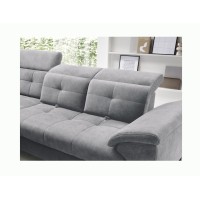 Canapé d'angle Gris 5 places angle gauche assise haute 48cm INFERNO 