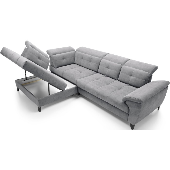 Canapé d'angle Gris 5 places angle gauche assise haute 48cm INFERNO 