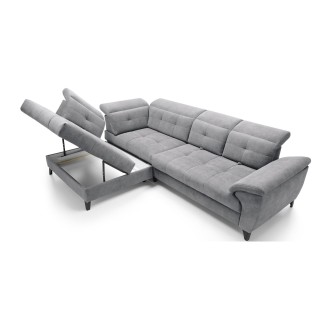 Canapé d'angle Gris 5 places angle gauche assise haute 48cm INFERNO 
