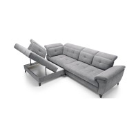 Canapé d'angle Gris 5 places angle gauche assise haute 48cm INFERNO 