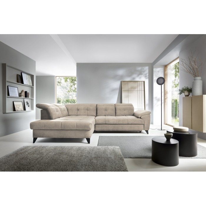 Canapé d'angle Beige 5 places angle gauche 5 places confort INFERNO 