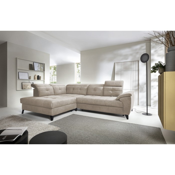 Canapé d'angle Beige 5 places angle gauche 5 places confort INFERNO 