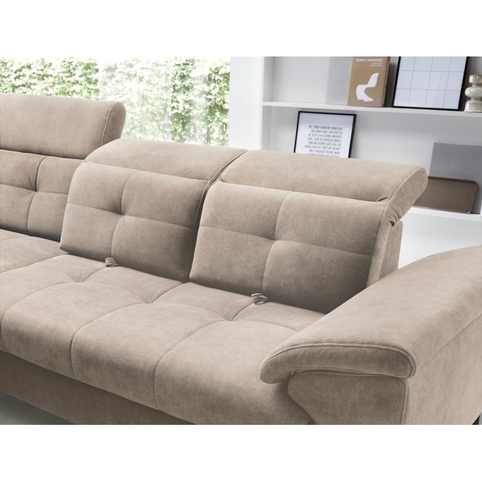 Canapé d'angle Beige 5 places angle gauche 5 places confort INFERNO 