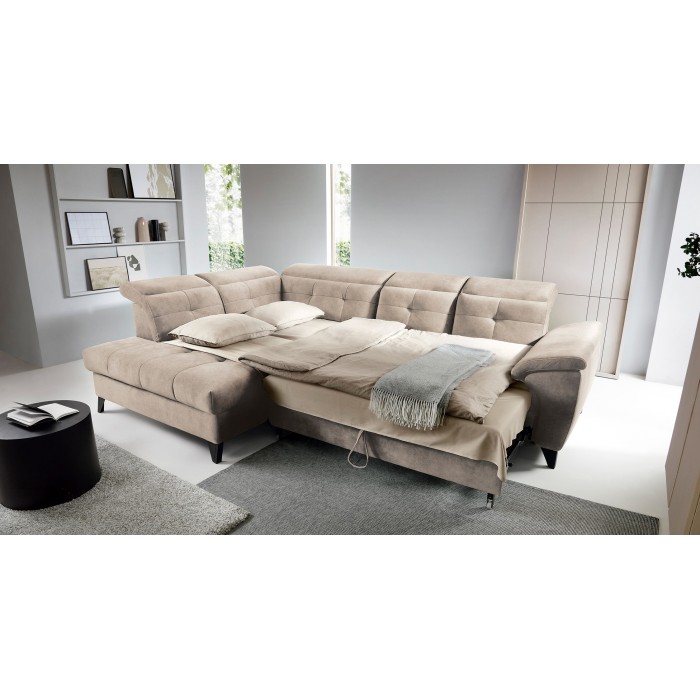 Canapé d'angle Beige 5 places angle gauche 5 places confort INFERNO 