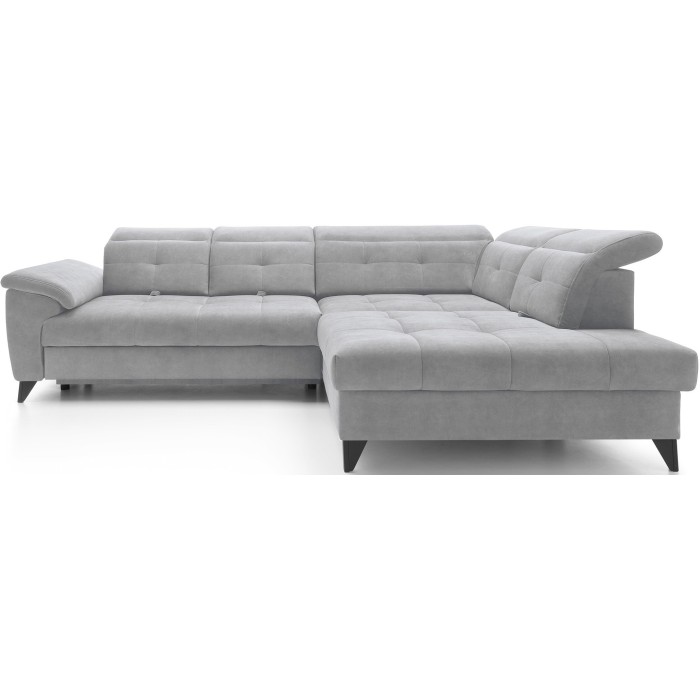 Canapé d'angle Gris 5 places angle droit convertible avec coffre INFERNO 