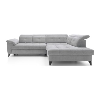 Canapé d'angle Gris 5 places angle droit convertible avec coffre INFERNO 