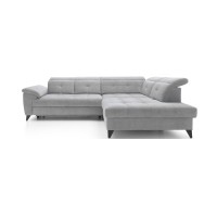 Canapé d'angle Gris 5 places angle droit convertible avec coffre INFERNO 