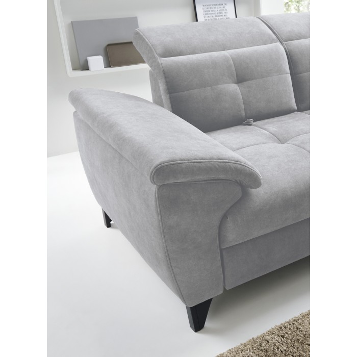 Canapé d'angle Gris 5 places angle droit convertible avec coffre INFERNO 