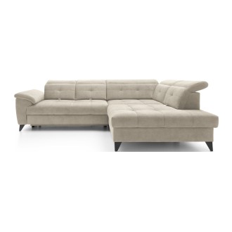 Canapé d'angle Beige 5 places angle droit couchage généreux INFERNO 