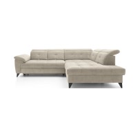 Canapé d'angle Beige 5 places angle droit couchage généreux INFERNO 