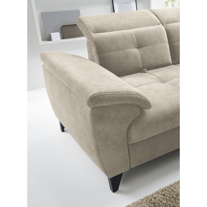 Canapé d'angle Beige 5 places angle droit couchage généreux INFERNO 