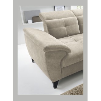 Canapé d'angle Beige 5 places angle droit couchage généreux INFERNO 