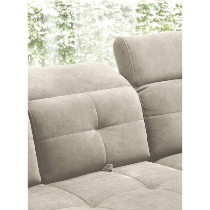 Canapé d'angle Beige 5 places angle droit couchage généreux INFERNO 