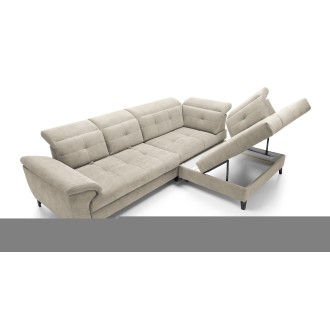 Canapé d'angle Beige 5 places angle droit couchage généreux INFERNO 