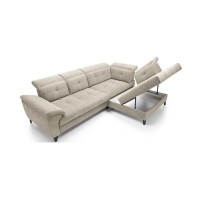 Canapé d'angle Beige 5 places angle droit couchage généreux INFERNO 