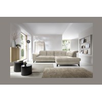 Canapé d'angle Beige 5 places angle droit couchage généreux INFERNO 