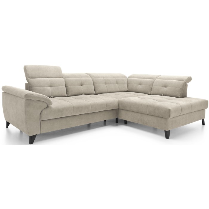 Canapé d'angle Beige 5 places angle droit couchage généreux INFERNO 