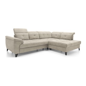 Canapé d'angle Beige 5 places angle droit couchage généreux INFERNO 