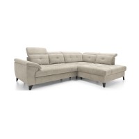 Canapé d'angle Beige 5 places angle droit couchage généreux INFERNO 