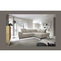Canapé d'angle Beige 5 places angle droit couchage généreux INFERNO 