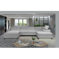 Canapé d'angle Beige 5 places angle droit couchage généreux INFERNO 