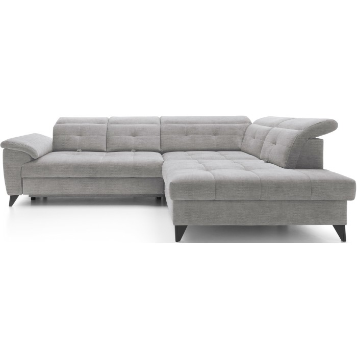 Canapé d'angle Gris 5 places angle droit rangement literie INFERNO 