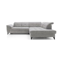 Canapé d'angle Gris 5 places angle droit rangement literie INFERNO 