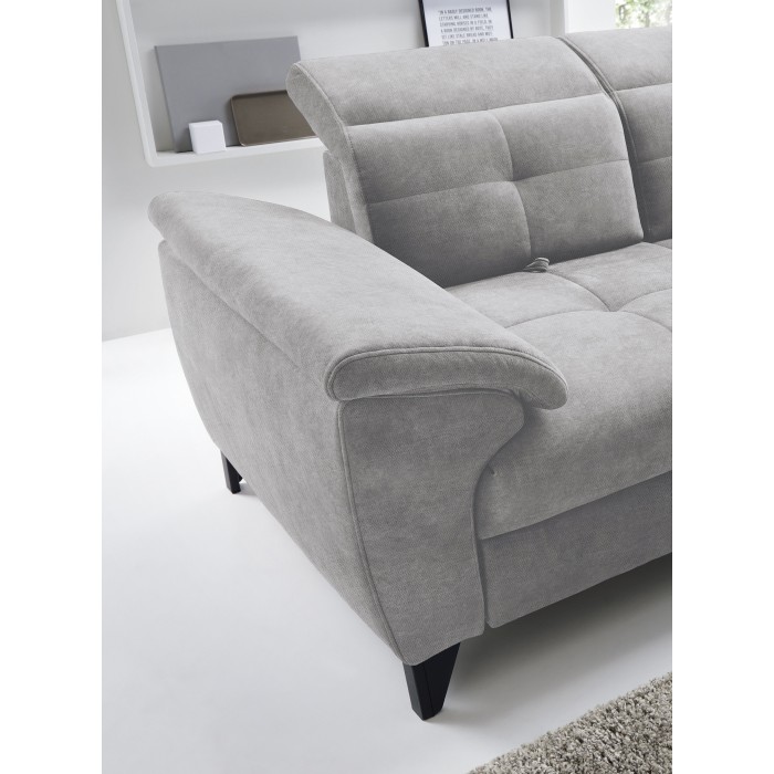 Canapé d'angle Gris 5 places angle droit rangement literie INFERNO 