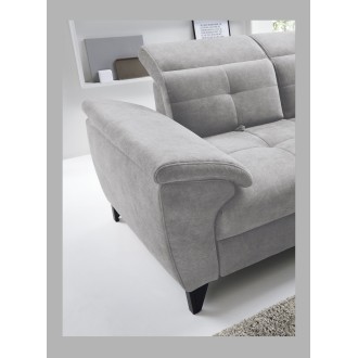 Canapé d'angle Gris 5 places angle droit rangement literie INFERNO 