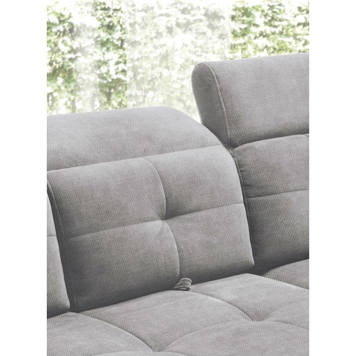 Canapé d'angle Gris 5 places angle droit rangement literie INFERNO 