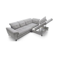 Canapé d'angle Gris 5 places angle droit rangement literie INFERNO 