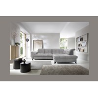 Canapé d'angle Gris 5 places angle droit rangement literie INFERNO 