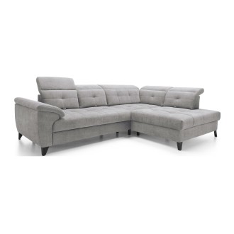 Canapé d'angle Gris 5 places angle droit rangement literie INFERNO 