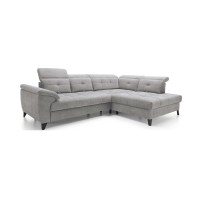 Canapé d'angle Gris 5 places angle droit rangement literie INFERNO 
