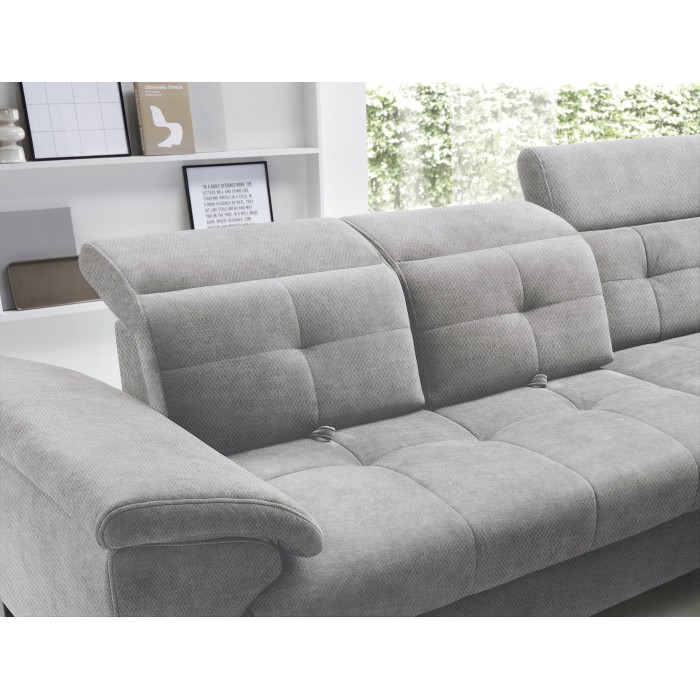 Canapé d'angle Gris 5 places angle droit rangement literie INFERNO 
